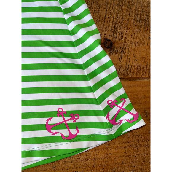 Womens Melly M Green Stripes Hot Pink Anchor Skirt Nautical Stretchy Summer S - Picture 2 of 7
